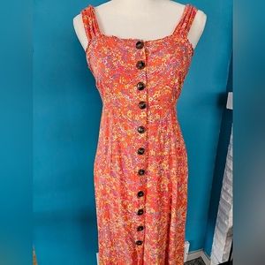 Jopna Dress Coral/orangeish with Foral pattern 🏵 Size M